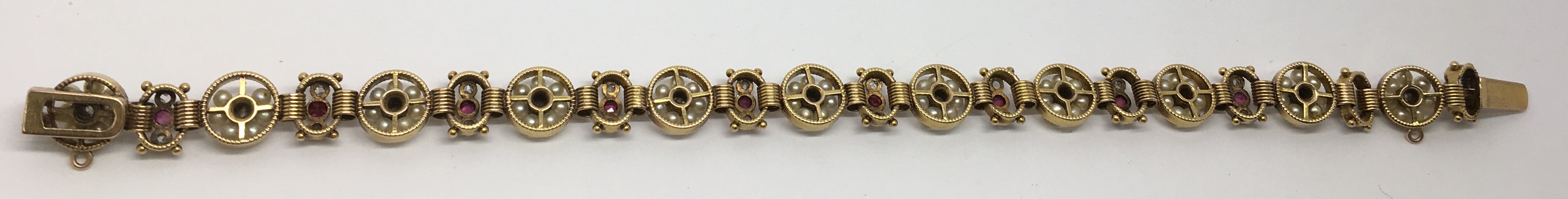 A Gothic revival, 18ct gold link bracelet set with - Image 2 of 2