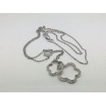 A 9ct white gold diamond set pendant on chain, approx 4.5g.