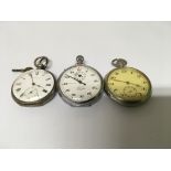 A silver plated military pocket watch one other key wind pocket watch and stop watch