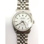A gents Rolex Oyster Perpetual Datejust wristwatch. This fine quality timepiece has a white dial