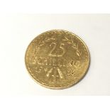 A Gold Austrian 25 Shilling piece. Weight 5.9g.