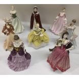 A collection of eight Doulton , Worcester and. Coalport ladies, including 'Carmen' , 'At the Stoke