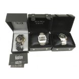 Three gent"s boxed modern watches including Zeon Tech and Fusion