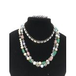 A vintage diamant choker necklace, a silver marcasite bracelet plus two bead necklaces