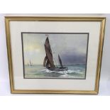 A framed, signed watercolour by Wapping artist Charles Smith, titled 'Force Six', labelled to