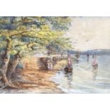 A framed watercolour depicting a sailing boat scene, signed E G Williams to the bottom left. Frame
