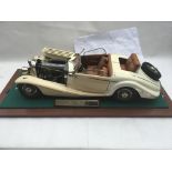 Scratch built model of a Mercedes Benz 1936 540K cabrio special, mounted in glass case, superb