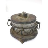A Classical style, silver plated and glass biscuit barrel.Glass a/f