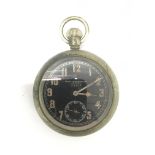 A military wind pocket watch made by H Williamson, marked 9524F. The black dial has luminous