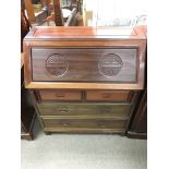 A Chinese hardwood bureau with two large drawers and two half sized drawers. Measures approx 106cm