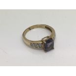 A 9ct gold tanzanite and diamond ring, approx 2.9g and approx size O.