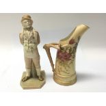 A Royal Worcester porcelain figure and a Worcester jug. No damage or restoration (2) height 18cm