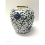 A Chinese Export Porcelain blue a ginger jar. No cover 19cm.