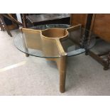 A circa 1960s Nathan Furniture circular occasional table with glass inserts, approx diameter 97cm.