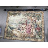 A tapestry depicting a noble hunting party on hors