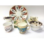 A collection of 19th Century ceramics including a Coalport dish and cover a Minton cup and other