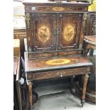 A Quality 19th Century French Style Walnut Maple and satin wood marquetry cabinet with gilt metal