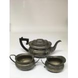 A Garrard and Co. three piece silver plated teaset, a/f