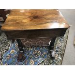 A 19th century rosewood work box with single drawer basket under on shaped legs