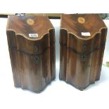 A pair of Quality George III 18th Century inlaid Mahogany cutlery cases with well fitted interior