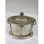 A Classical style, silver plated biscuit barrel