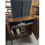 A Mahogany Music cabinet containing a Bang & Olufsen Record deck Beocenter 2000 with speakers and
