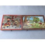 Cubes , 2 cube jigsaws of Magic roundabout and Disney Donald Duck, both in wooden boxes and complete