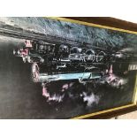 A collection of framed train prints various