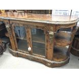 A Quality Victorian burr walnut and satin wood banded credenza, with applied gilt metal mounts of