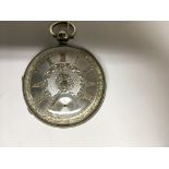 A silver case key wind pocket watch the silver dial with Roman numerals Chester hallmarks
