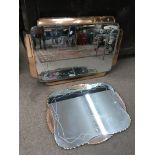 Two Art Deco engraved glass mirrors.Approx 82and 66cm long - NO RESERVE
