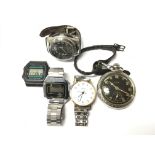 A collection of five watches to include examples by Casio as well as am Elgin military pocket