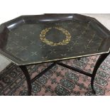 A Classical style painted tray on folding stand - NO RESERVE