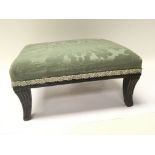 A small Regency Mahogany foot stool with splayed reeded legs 28x22cm .