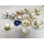 A Worcester cup and saucer Small Derby dish and other cups and saucers. (a lot)