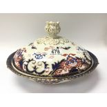 A 19th century Bloor Derby Porcelain tureen and cover of circular shape.29cm diameter.