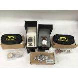 Two gent"s boxed modern watches by Diamond &Co, and Extreme plus three Slazenger examples