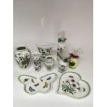 A small group of Portmeirion 'Botanic Garden' pattern china comprising vases, two dishes and