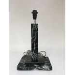 A Jade green marble modern design lamp without shade. Height approx 38cm.