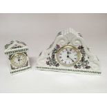 Two, Portmeirion 'Botanic Garden' pattern china clocks