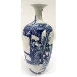 A Chinese, blue and white, flared rim vase, painte