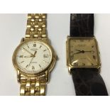 A Raymond Weil Midi Gents Quartz 18k gold plated watch seen working and a Gents Rotary Watch (2)