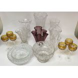 Six Bohemian wine glasses and other cut glass