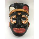A painted wood, tribal wall mask, approx 23x30cm long - NO RESERVE