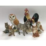 A collection of ceramic animal figures to include some Beswick.