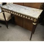 Marble topped console table with painted porcelain