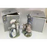 Two boxed Lladro figures, 'Glorious Spring' and 'Fall Clean Up'.Loss to wing of bird only.