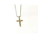 A 9carat gold chain with attached cross pendent (unmarked pendent) 2g