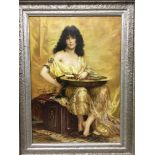 A retrospective oil on canvas of Salome, after Henri Regnault. This large portrait of the biblical