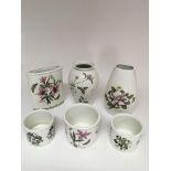 Six, Portmeirion 'Botanic Garden' pattern china vases and plant pots